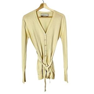 7 For All Mankind Cream Cashmere Button Down Tie Waist Cardigan Sweater S